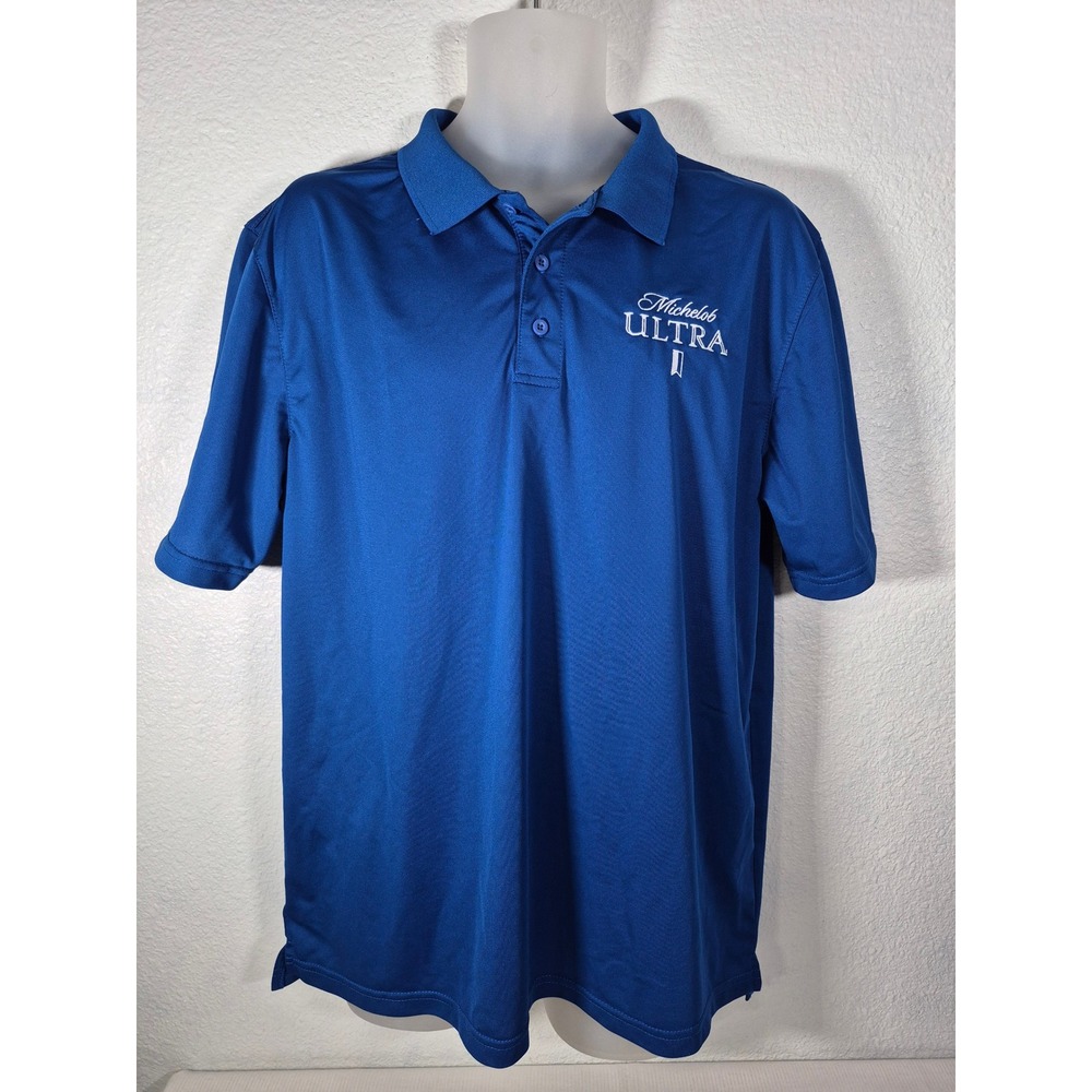 Affinity Michelob ULTRA Polo Shirt Mens Large Blue Short Sleeve Golf Performance